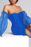 Rose Red Sexy Solid Bandage Patchwork Off the Shoulder One Step Skirt Dresses