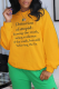 Yellow Casual Print Letter O Neck Tops