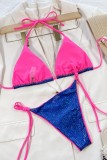 Blue Sexy Solid Bandage Patchwork Backless Swimwears (With Paddings)