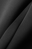 Black Casual Solid Patchwork Straight High Waist Solid Color Bottoms