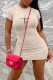 Apricot Casual Print Patchwork O Neck Pencil Skirt Dresses