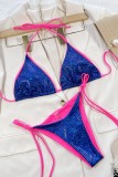 Blue Sexy Solid Bandage Patchwork Backless Swimwears (With Paddings)
