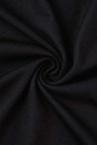 Black Casual Print Patchwork V Neck Short Sleeve Dress