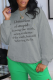 Grey Casual Print Letter O Neck Tops
