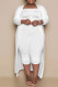 White Casual Solid Patchwork Long Sleeve Two Pieces