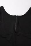 White Casual Sportswear Solid Patchwork U Neck Skinny Jumpsuits