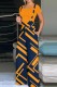 Orange Casual Print Patchwork Spaghetti Strap Regular Jumpsuits (Without Shirt)