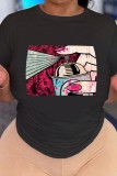 White Casual Print Basic O Neck T-Shirts