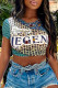 Colour Street Print Patchwork O Neck T-Shirts