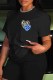 Black Casual Print Patchwork O Neck T-Shirts
