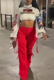 Grey Sexy Street Print Patchwork Turtleneck Tops