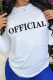 White Casual Daily Print Letter O Neck Tops