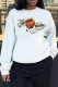 White Casual Street Print Patchwork O Neck Tops