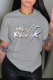 Grey Street Basis Print Patchwork Letter O Neck T-Shirts