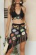 Black Sexy Patchwork Tassel Bandage Hollowed Out Backless Swimwears