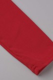 Red Sexy Solid Hollowed Out Chains Half A Turtleneck Skinny Jumpsuits