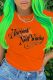 Orange Street Daily Print Patchwork Letter O Neck T-Shirts