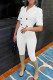 White Casual Solid Patchwork Buttons Turn-back Collar Short Sleeve Two Pieces
