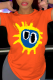 Orange Street Daily Print Patchwork O Neck T-Shirts