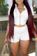 White Casual Solid Patchwork Zipper Short Sleeve Two Pieces