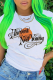 White Street Daily Print Patchwork Letter O Neck T-Shirts