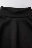 Red Casual Solid Basic Turtleneck Long Sleeve Two Pieces