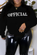 Black Street Print Patchwork O Neck Tops