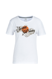 Orange Street Daily Print Patchwork Letter O Neck T-Shirts
