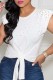 White Casual Solid Beading O Neck T-Shirts