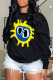 Black Casual Street Print Patchwork O Neck Tops