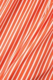 Orange Casual Sportswear Striped Print Patchwork O Neck Sleeveless Two Pieces