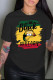 Black Casual Print Patchwork O Neck T-Shirts