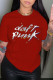 Red Street Basis Print Patchwork Letter O Neck T-Shirts