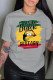 Grey Casual Print Patchwork O Neck T-Shirts