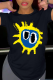 Black Street Daily Print Patchwork O Neck T-Shirts