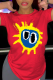 Red Street Daily Print Patchwork O Neck T-Shirts
