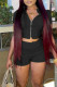Black Casual Solid Patchwork Zipper Short Sleeve Two Pieces