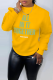 Yellow Street Simplicity Print Patchwork Letter O Neck Tops