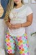 Colour Casual Print Letter O Neck Short Sleeve Two Pieces