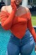 Orange Sexy Casual Solid Backless V Neck Tops