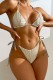 Beige Sexy Solid Bandage Backless Swimwears (With Paddings)