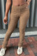 Khaki Casual Street Solid Patchwork Skinny High Waist Pencil Solid Color Bottoms