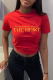 Red Casual Street Print Patchwork Letter O Neck T-Shirts