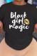 Black Casual Letter Print Basic O Neck T-Shirts