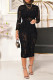 Black Sexy Solid Hollowed Out Patchwork O Neck Pencil Skirt Dresses