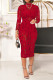 Red Sexy Solid Hollowed Out Patchwork O Neck Pencil Skirt Dresses