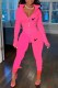 Pink Casual Print Patchwork Zipper Collar Long Sleeve Two Pieces