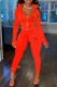 Red Casual Print Letter Zipper Collar Long Sleeve Two Pieces