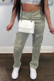 Cyan Street Solid Patchwork Harlan High Waist Harlan Solid Color Bottoms