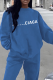 Blue Street Daily Print Letter O Neck Tops